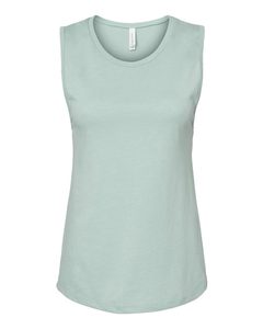 Bella toile 6003 femmes chiné poussiéreux bleu Jersey Muscle réservoir respirant gymnastique course débardeur dentelle bouton gland décoration - Product Image 1