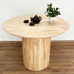 Table ronde minimaliste en bois de caoutchouc de 100 cm avec base en piédestal BA68137 - Product Image 3