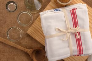 Set of 12 100% Cotton Kitchen <b>Cleaning</b> <b>Cloths</b> with Woven Square Stripe Pattern Home Use Kitchen Towels - Product Image 5