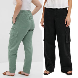 Pantalones Cargo de pierna ancha para mujer, tela de sarga suave, perfecto para transiciones de oficina a exteriores con bolsillo funcional, diseño ODM Cargo - Product Image 2