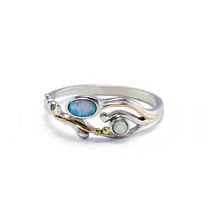 Bague en opale de feu ovale et ronde, pierres précieuses bleues et vertes citron, argent sterling 925, pierre de naissance d'octobre, créativité, bonheur - Product Image 1