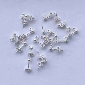 Pendientes de tuerca de bolas de fianza de gota redonda de Plata de Ley 925 de 3mm Pendientes de bolas de gota de oro Micron Bead Finding Supply Pendientes de bola listos para enviar - Product Image 1