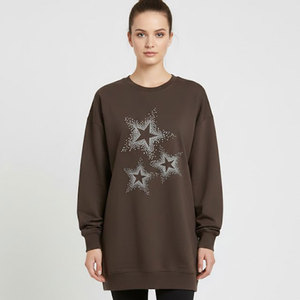 เสื้อฮู้ดดี้โอเวอร์ไซส์สำหรับผู้หญิง ประดับคริสตัล ใส่สบาย ทรงปกติ อุ่น นุ่ม ผ้าฟลีซ ใส่ลำลองได้ทุกวัน เหมาะสำหรับฤดูหนาว สไตล์สตรีท - Product Image 3