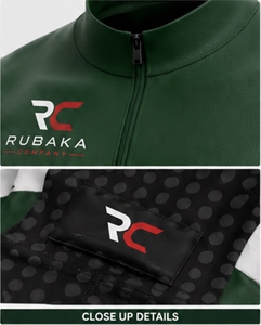 เสื้อจักรยานแขนสั้นน้ำหนักเบาสำหรับผู้ชาย RUBAKA สีเขียว ขาว ดำ พิมพ์ลายแบบ Sublimation ระบายอากาศได้ดี ผลิตจากผ้า Spandex และโพลีเอสเตอร์ ชุดด้านหน้า - Product Image 5