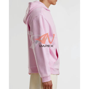 เสื้อฮู้ดซิปแบบยูนิเซ็กซ์สำหรับผู้ชาย คุณภาพสูง 460GSM ทรงโอเวอร์ไซส์ ผ้าฝ้าย 70% โพลีเอสเตอร์ 30% สไตล์สตรีทแวร์ ปักลายพัฟ สีพื้น - Product Image 3