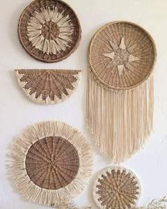 Natural Handmade Rattan <b>Wall</b> Hanging Decorative <b>Plate</b> with Fringe Boho Style - Product Image 4