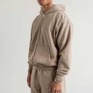 Sweat à capuche personnalisé à double épaisseur, streetwear, sweat à capuche en éponge française, sweats à capuche surdimensionnés à double fermeture éclair délavés - Product Image 5