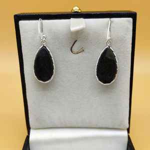 Pendientes de gota de piedras preciosas de ónix negro Natural de Plata de Ley sólida 925, pendientes de piedra personalizados hechos a mano para boda o regalo - Product Image 3