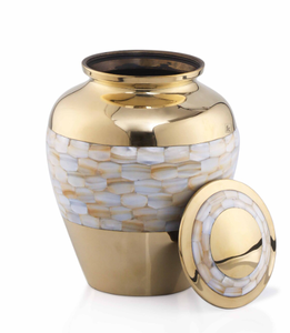 Urna de cremación para adultos de latón y nácar de la mayoría de las tendencias, urna de cremación funeraria calificada OEM ODM de alta calidad para humanos - Product Image 3