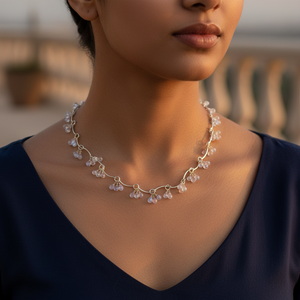 Collar con Colgante de Gota de Agua de Cristal Chapado en Rodio de Plata 925 para Mujer, Joyería Romántica para Uso Diario - Product Image 1
