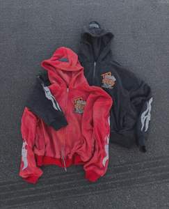 Venta al por mayor bordado desgastado personalizado sol desteñido Puff impresión algodón lavado cremallera sudaderas con capucha peso pesado polar Full Zip Up Hoodie - Product Image 5