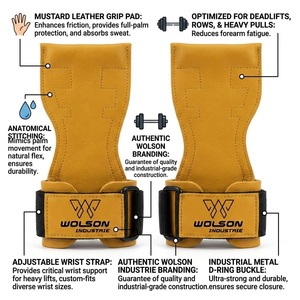 Poignées de fitness professionnelles Wilson Industry, antidérapantes, respirantes, en néoprène, pour haltères, mancheles et exercices avec câble. - Product Image 4