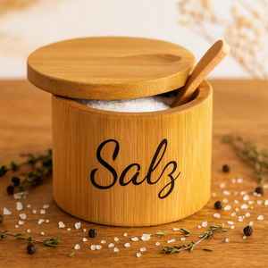 Boîte à épices en bois avec couvercle et pot de qualité alimentaire écologique va au lave-vaisselle et au four - Product Image 1