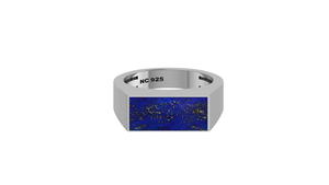 Bague en argent sterling 925 pour homme, classique, sertie de lapis-lazuli, baguette, faite à la main, cadeau unique pour lui, anniversaire, fête - Product Image 2