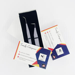 Juego de pinzas de extensión de pestañas de acero inoxidable con logotipo personalizado, puntas de volumen redondeadas sostenibles, puntas de fibra curvada, logotipo personalizable - Product Image 4