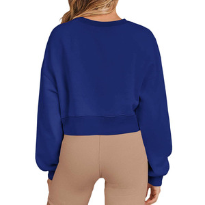 Sweat-shirts courts pour filles, tendance, col rond, lourds, lettres imprimées personnalisées, polaire en coton d'hiver, pull court de luxe, devant - Product Image 6