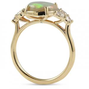 แหวนเพชรธรรมชาติแท้14K และแหวนพลอยโอปอลสีขาวของขวัญสุดหรูทำด้วยมือ - Product Image 2