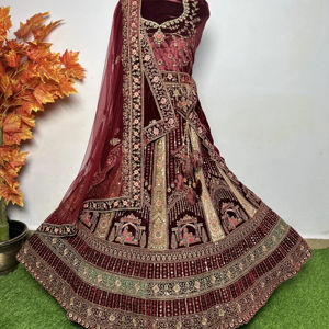 Heavy Jarkan Multi-Color 12 Kali Double Dupatta Flair 6M Royal Tradicional Wedding Look Declaración Nupcial Lehenga Choli Fiestas - Product Image 1