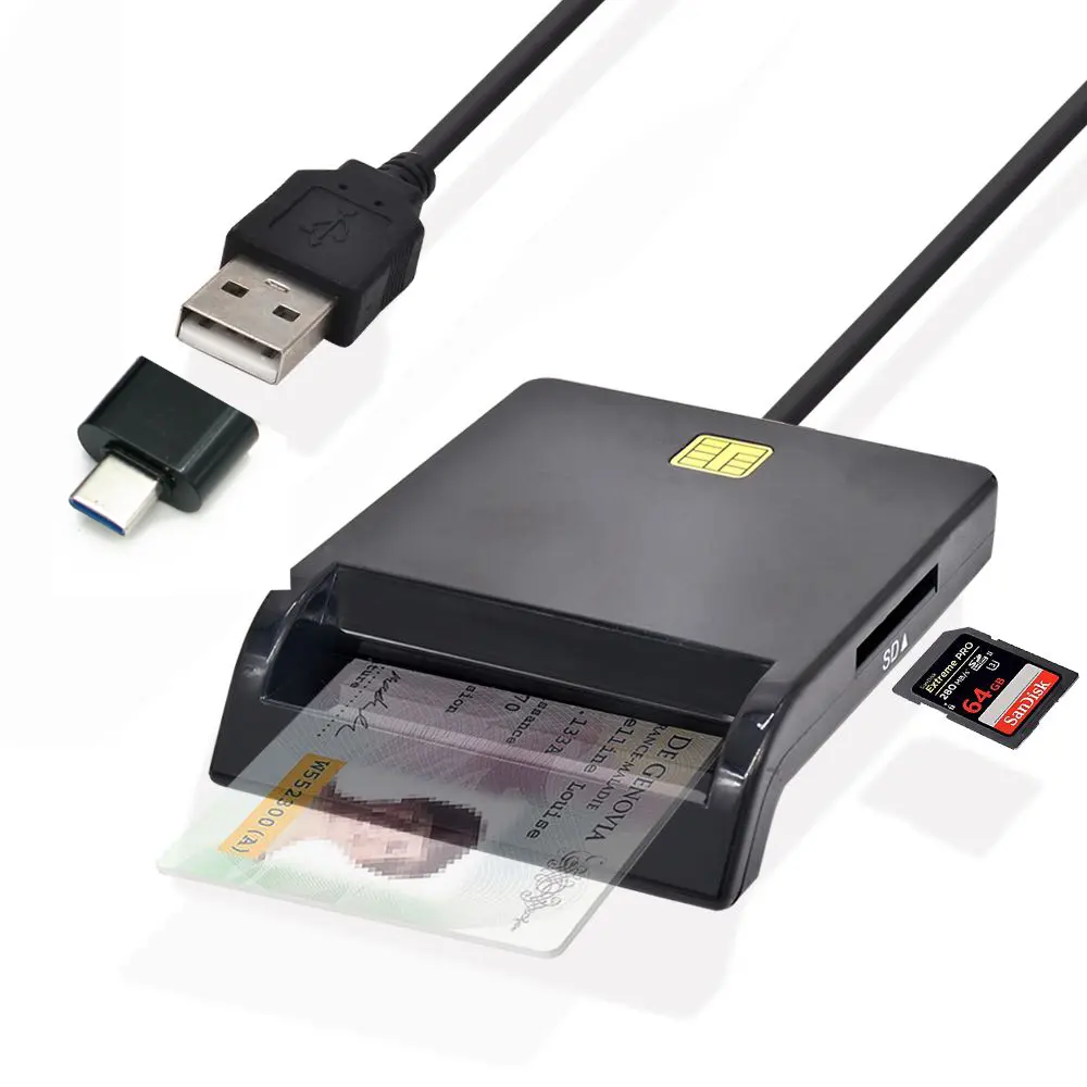 Gialer USB USB çoklu bağlantı noktaları SIM kart SIM SD TF MMC kart okuyucu USB-CCID PCSC akıllı kart okuyucu ISO 7816