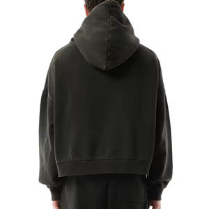 Sudadera con Capucha y Cremallera Personalizada al por Mayor para Hombre, con Bolsillo Lateral, Estilo Corto, 400 Gsm, 100% Algodón, Hombros Caídos - Product Image 3