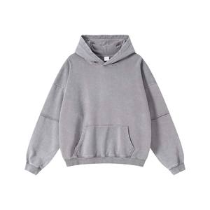 Poids lourd sans cordon pull à capuche logo personnalisé français 100% coton surdimensionné hommes sweats à capuche pour hommes - Product Image 2