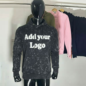 Sudadera con Capucha Personalizada para Hombre, Estilo Holgado, con Cierre, de Algodón Grueso, con Pedrería, Lavado Ácido, Degradado de Color, Desgastada - Product Image 1