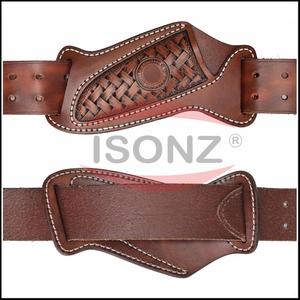 Venta al por mayor de fábrica ISONZ hecho a mano personalizado al aire libre plegable capa superior fija funda de piel de vaca cuchillo cubierta bolsa para cinturón - Product Image 4