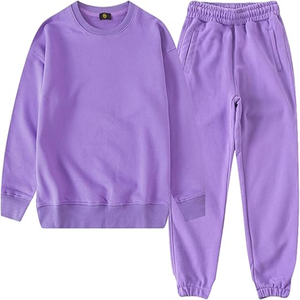 Ensemble de survêtement unisexe à capuche à motif uni respirant 2 pièces Sweat-shirt Pantalon de jogging pour enfants Hiver Faible MOQ Coupe-vent - Product Image 1