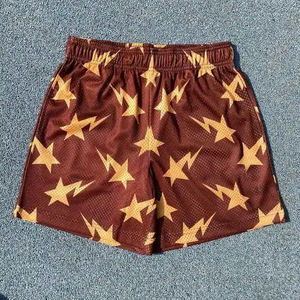 Pantalones cortos Csustom Star Mesh para hombre, pantalones cortos de malla EE de alta calidad sublimados personalizados al por mayor, pantalones cortos de malla con costura de 5 pulgadas para hombre - Product Image 1