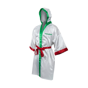 Bata de boxeo de satén hecha a medida con capucha con logotipo de marca personalizado, exclusiva a la venta - Product Image 1