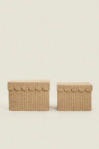 Panier de rangement carré au design moderne avec couvercle - 2 tailles emboîtables - Product Image 2