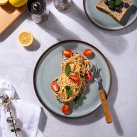 Assiette en céramique nordique personnalisée en gros, 10,5 pouces, assiette à salade en céramique émaillée réactive, assiette de service