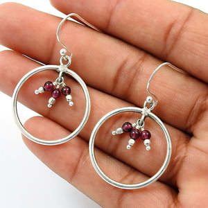 Exquisite And Luxurious 925 Solid Sterling Silver <b>Earrings</b> Comes With <b>Garnet</b> Gemstone High Quality Design Feel Bohemian Jewelry - Product Image 2