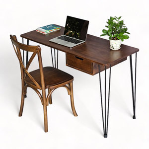 Conjunto Combo de Escritorio de 120x60cm con Cajones y 1 Silla de Madera Estilo Bistro CB68199 para Oficina en Casa - Product Image 1
