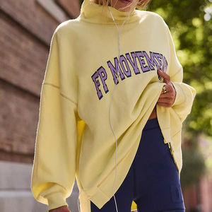 Sudadera de Cuello Alto Reversible con Estampado de Letras Personalizado de Calidad Profesional para Mujer, Sudadera Holgada de Manga Larga, Nueva Colección - Product Image 2