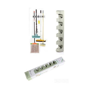 Organisateur de balais mural Myrva en plastique avec 6 crochets, gain de place pour balais et serpillères, design moderne - Product Image 6