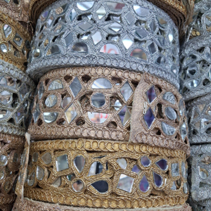 Bordure en dentelle métallique fantaisie, tissu en polyester brodé de qualité supérieure, 9 mètres, garniture en organza, pour lehenga, sari, robe, chaussures de mariée, mode - Product Image 1