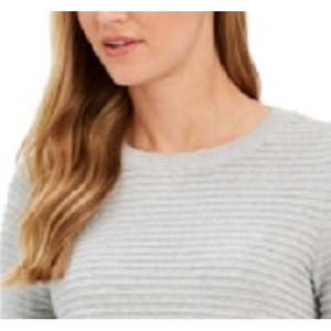 Maglia da Donna Charter Club Grigia a Maniche Lunghe con Collo Rotondo, Motivo Floreale, Taglia S-XL, in Seta Lavorata a Maglia, Casual per l'Autunno - Product Image 2