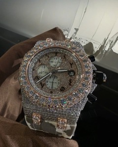 Biểu Tượng Tùy Chỉnh Người Đàn Ông Sang Trọng Của VVS Moissanite Kim Cương Đồng Hồ Thanh Lịch Glass Quay Số Hoàn Chỉnh Đá Tiêu Chuẩn Chất Lượng Món Quà Hoàn Hảo Cho Anh - Product Image 2