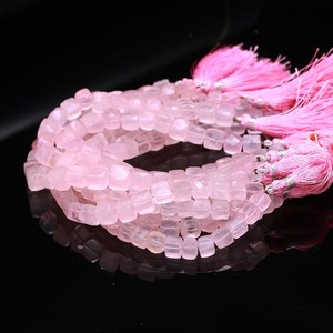 Quartz rose naturel en forme de boîte perles de pierres précieuses brins chaîne 6-9mm perles en vrac Lot pour la fabrication de bijoux et de bracelets au prix de gros - Product Image 4