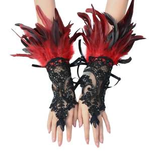 Gants en plumes Bal Masqu à motif brodé - Product Image 2