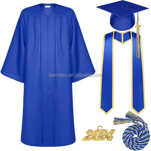 Casquette et robe de graduation de style américain étole dorée et cordon d'honneur robes et casquettes de graduation 2025 ensemble d'étole à pompon robe de graduation - Product Image 3