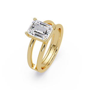 Anillos de Boda Modernos con Diseño de Espiga Ancha, Diamante Cultivado en Laboratorio de Corte Esmeralda de 2.00 Ct, Certificado IGI, Anillos de Compromiso de Oro de 14k, Joyería Fina - Product Image 2
