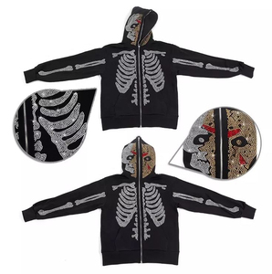 Sudadera con capucha de algodón y poliéster 100% para hombre, sudaderas con cremallera polar, detalle de diamantes de imitación, estilo de calle para fabricante de ropa de invierno - Product Image 1