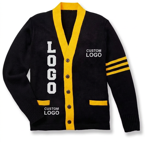 Nuevo 2026: Camiseta de punto informal para hombre, de alta calidad, transpirable, negra y dorada, con cuello en V y cierre de botones, ideal para hermandades universitarias. - Product Image 1