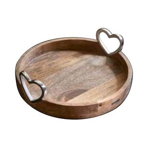 ถาดเสิร์ฟอาหารตกแต่งแบบธรรมชาติพร้อมที่จับถาดเซิร์ฟเวอร์ไม้ - Product Image 1