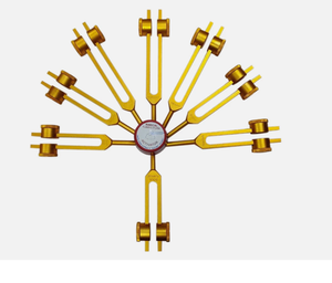 Diapasons dorés lestés pour chakras et étoiles de l'âme - Ensemble de 8 pour la guérison avec boule en caoutchouc... - Product Image 5