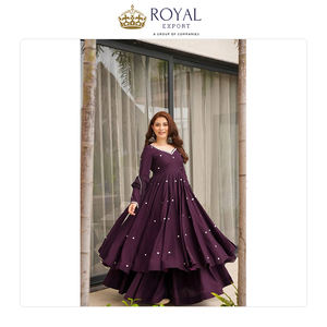 Traje Anarkali de Seda Romana con Bordado, Estilo Clásico, Nuevo Diseño, Calidad Estándar, Precio Más Bajo, en Venta - Product Image 2