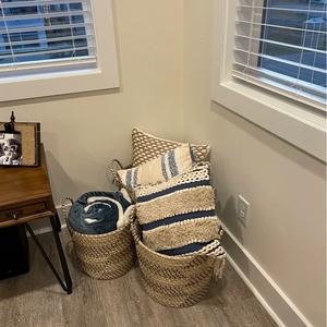 Handmade Luxury Circle Seagrass Storage <b>Basket</b> for <b>Bike</b> Toys Clothes Foldable Laundry Bin with Handles From Vietnam - Product Image 5