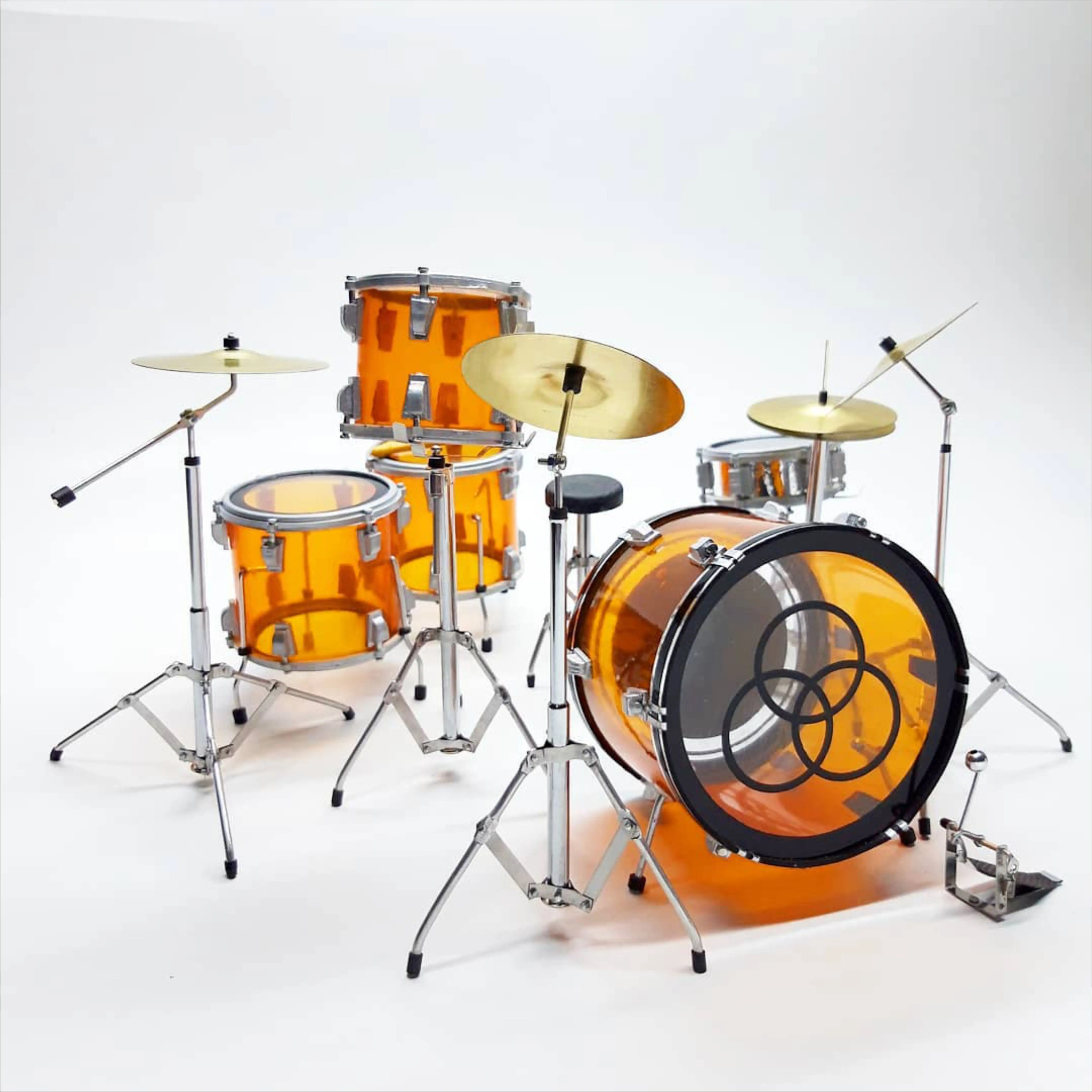 Miniatur transparentes Schlagzeug LED Zeppelin Orange